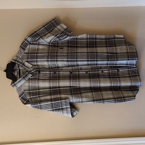 Columbia Men's Black and White Plaid Button Down Shirt Men's L